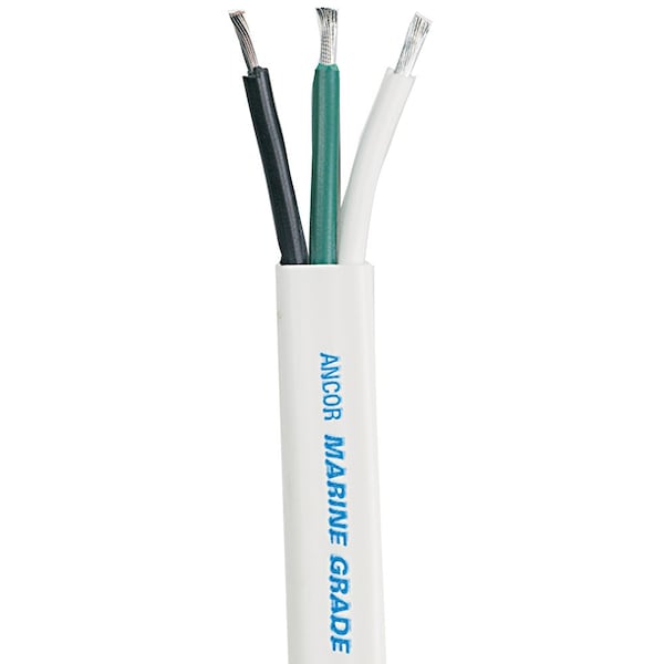 Primary Wire, Marine, 6 AWG, 3C C, White, Vinyl, Stranded, 600V, 50 ft.